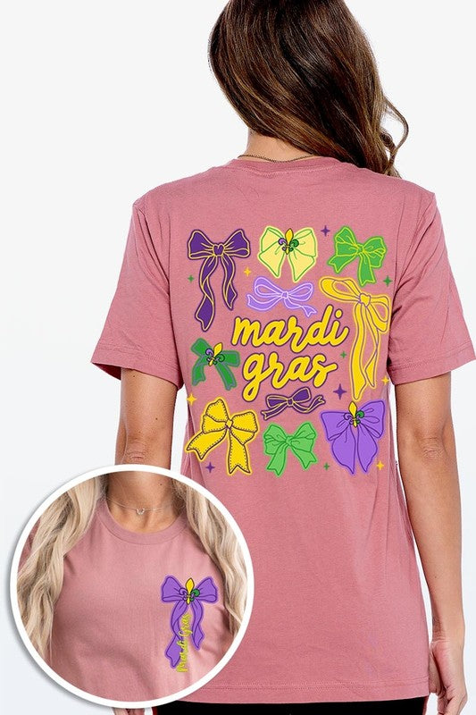 Mardi Gras Coquette Bows Graphic Plus Tee