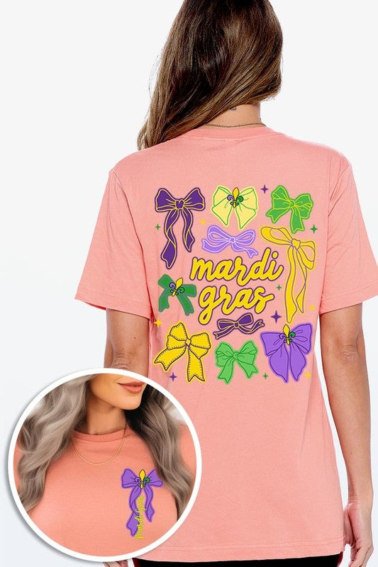 Mardi Gras Coquette Bows Graphic Plus Tee