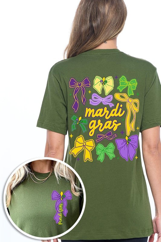 Mardi Gras Coquette Bows Graphic Plus Tee