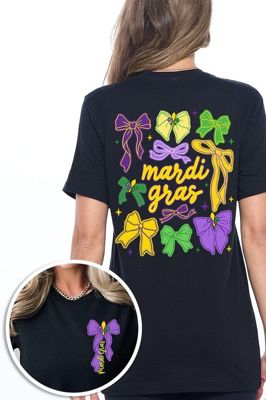 Mardi Gras Coquette Bows Graphic Plus Tee