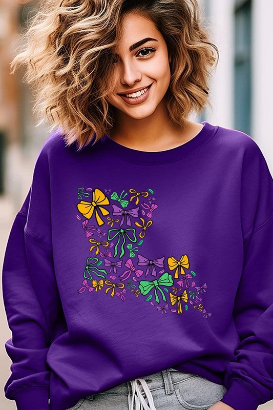 Louisiana Mardi Gras coquette Graphic Sweatshirt