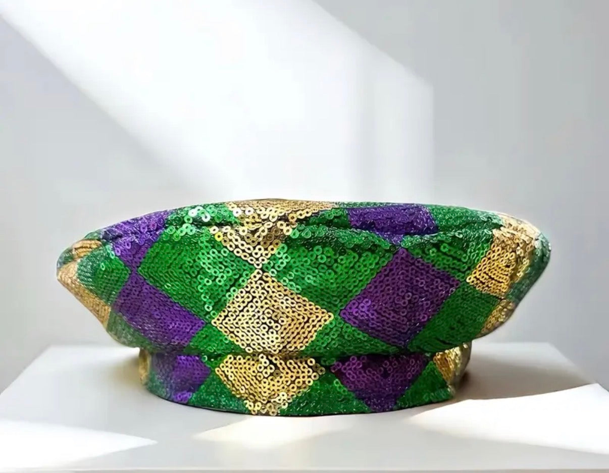 Sequin Mardi Gras Beret