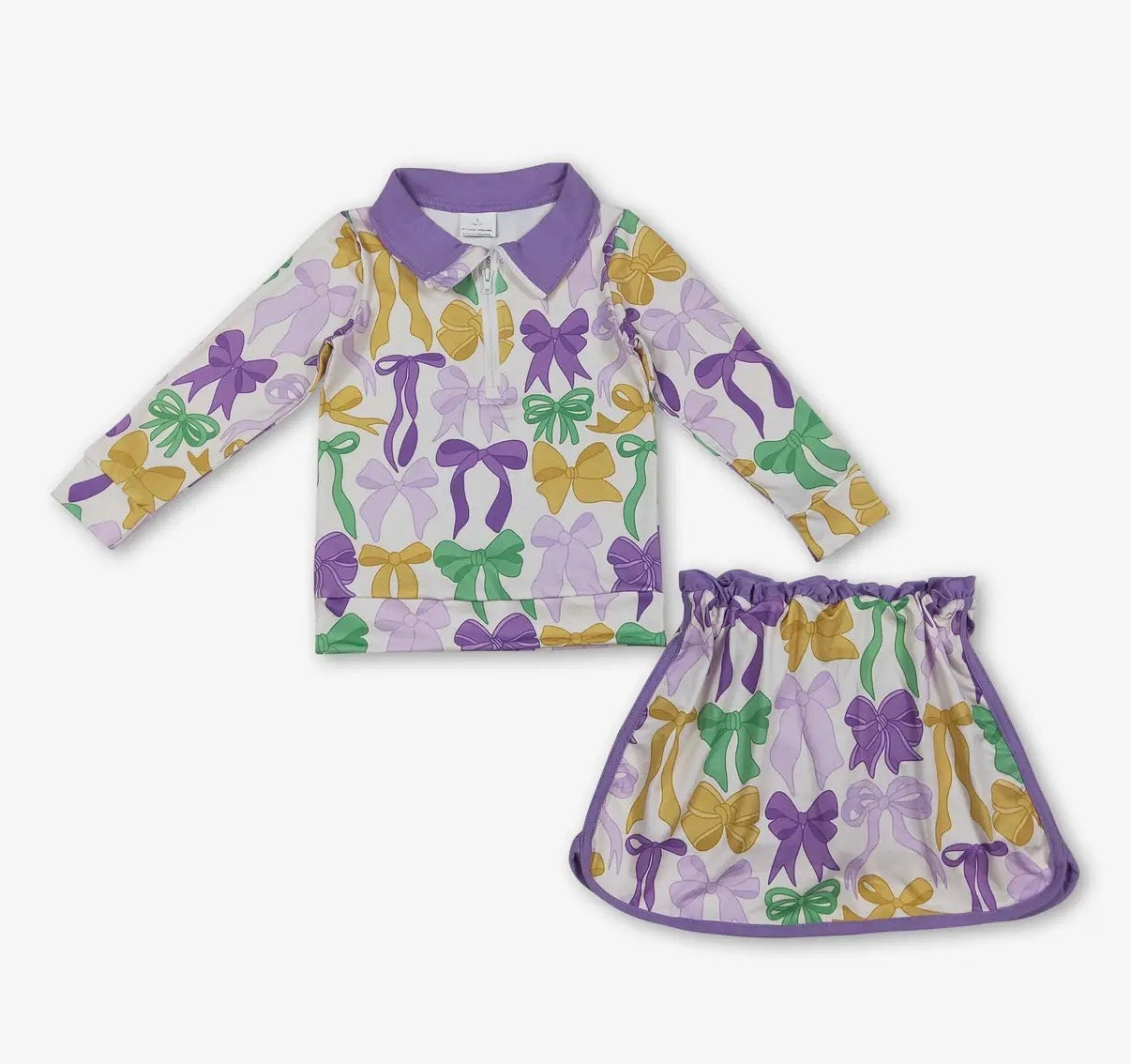 Girls Bow Mardi Gras Set