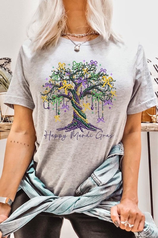 Happy Mardi Gras Tree Graphic Plus Tee