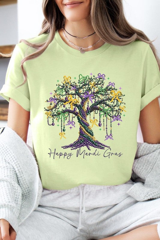 Happy Mardi Gras Tree Graphic Plus Tee