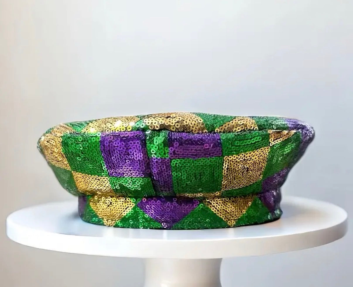 Sequin Mardi Gras Beret