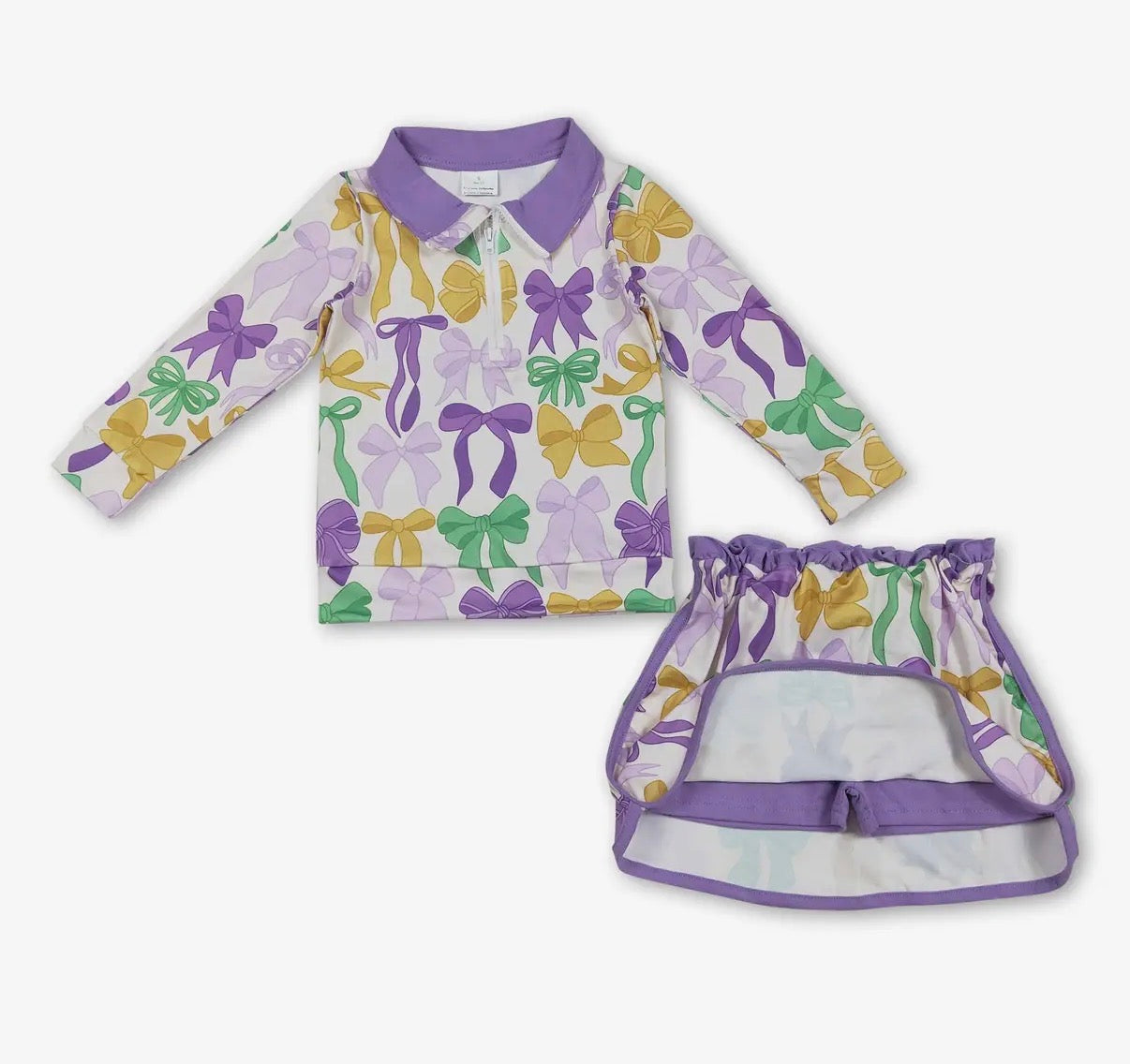 Girls Bow Mardi Gras Set