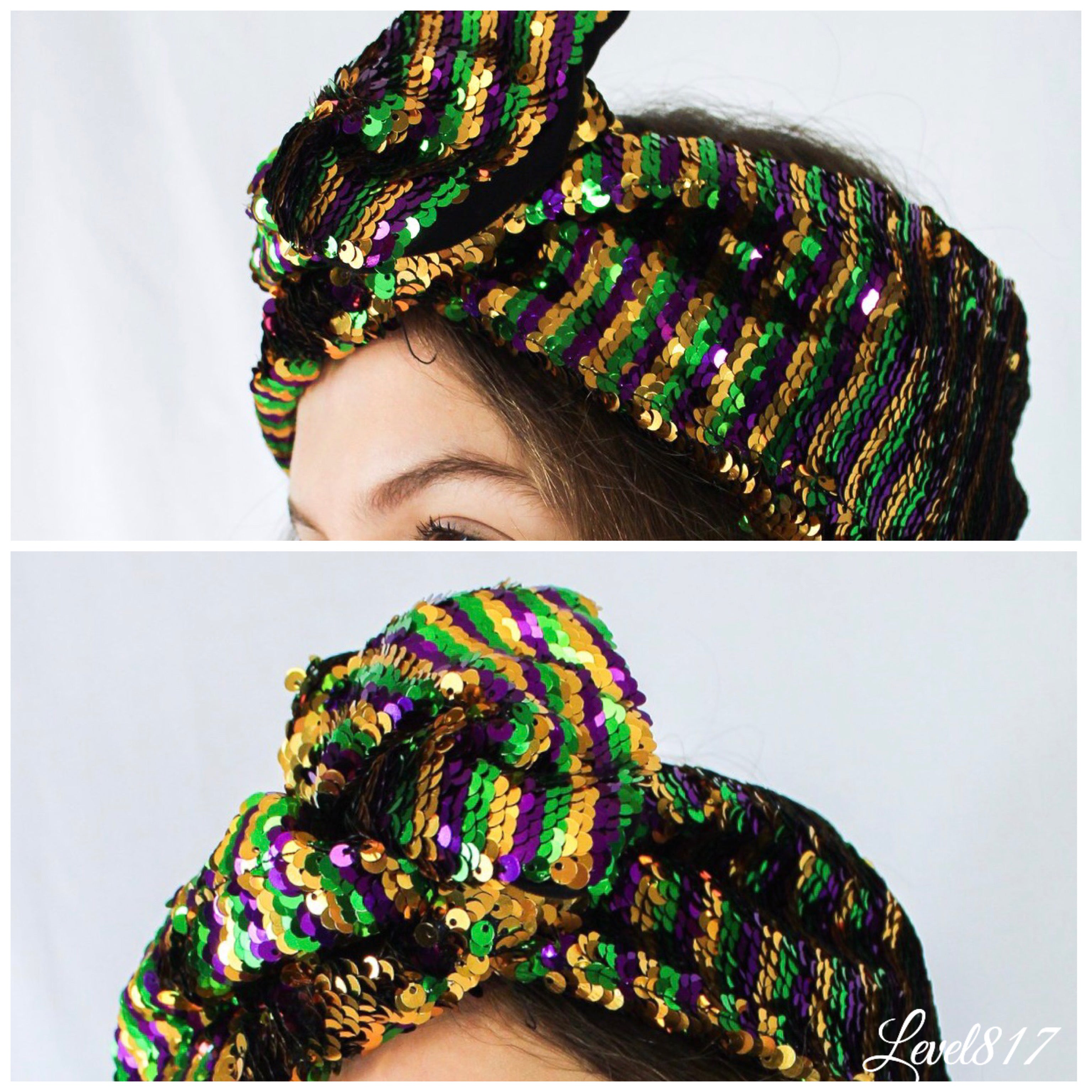 Mardi Gras Sequin Turban