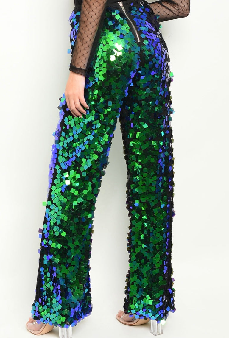 Black Iridescent Sequin Pants